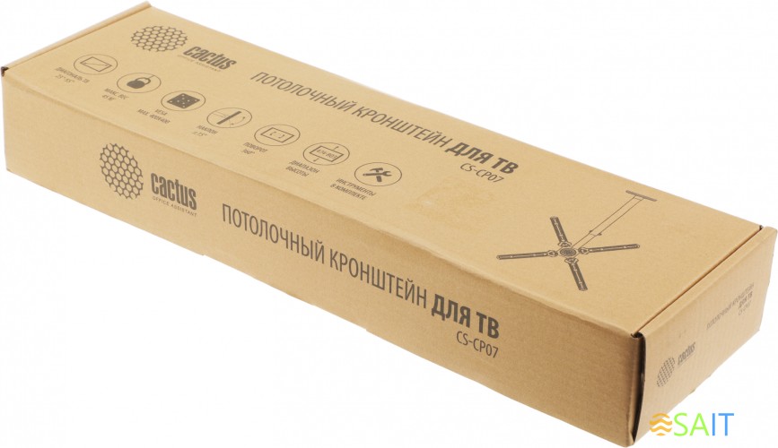 Кронштейн для телевизора Cactus CS-CP07 черный 23"-55" макс.45кг потолочный поворот и наклон