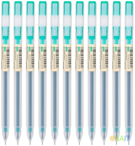 Ручка гелев. Deli A119-GN прозрачный зел. черн. линия 0.5мм