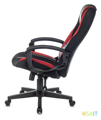 Кресло игровое Zombie 9 черный/красный ткань/эко.кожа крестов. пластик