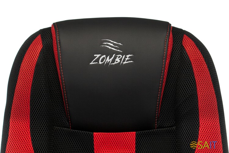 Кресло игровое Zombie 9 черный/красный ткань/эко.кожа крестов. пластик