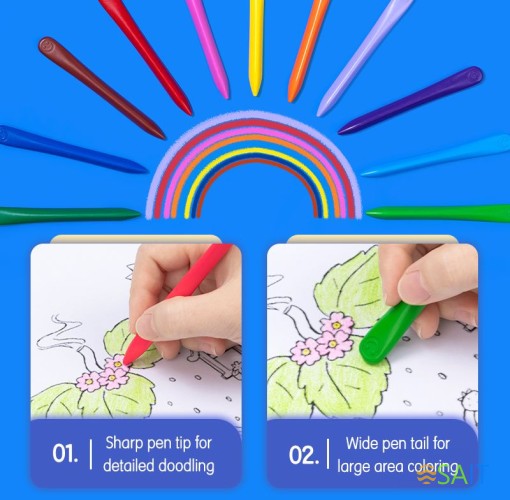 Мелки пластик. Deli EC222-24 Color Kids трехгр. 24цв. (24шт) пласт.туб. гол.