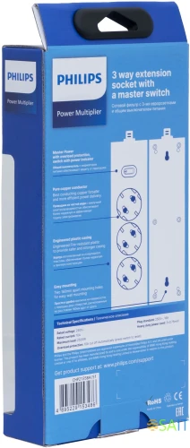Сетевой фильтр Philips CHP2135BA/51 2м (3 розетки) черный (коробка)