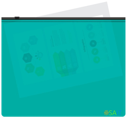 Папка на молнии ZIP Бюрократ -BPM5ATURGBL A5 полипропилен 0.15мм бирюзовый цвет молнии черный