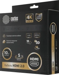 Кабель аудио-видео Cactus CS-HDMI.2-5 HDMI (m)/HDMI (m) 5м. позолоч.конт. черный