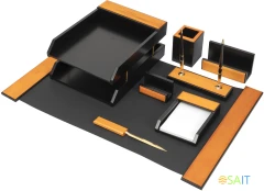Настольный набор Good Sunrise H8G-1A (8 предметов) дерево/МДФ черный/оранжевый
