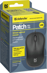 Defender Проводная оптическая мышь Patch MS-759 черный,3 кнопки,1000 dpi Defender Patch MS-759 черный