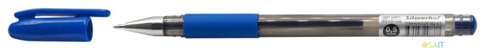 Ручка гелев. Silwerhof Advance (026182-01) d=0.5мм син. черн. кор.карт. сменный стержень линия 0.3мм резин. манжета