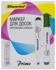 Маркер для досок Silwerhof Prime+ скошенный пиш. наконечник 2-5мм зеленый коробка