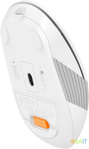 Мышь A4Tech Fstyler FB10CS белый/серый оптическая 2000dpi silent беспров. BT/Radio USB 4but (FB10CS USB GRAYISH WHITE)