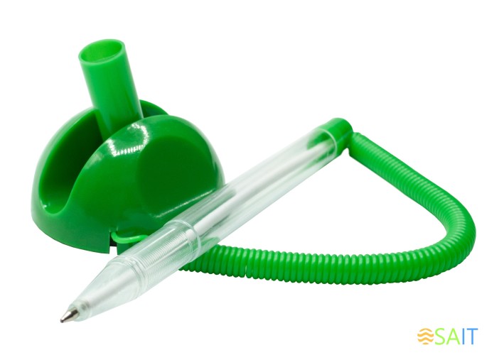 Ручка шариков. Buro зеленый d=0.7мм син. черн. индив. пак.ев. на подставке сменный стержень линия 0.5мм кругл.