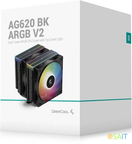 Устройство охлаждения(кулер) Deepcool AG620 Bk V2 ARGB Soc-AM5/AM4/1200/1700/1851 черный 4-pin 15-29.4dB Al+Cu 260W 1330gr Ret (R-AG620-BKAMMN-GJD)