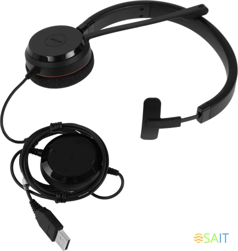 Наушники с микрофоном Jabra Evolve 20 MS Mono черный 1.2м накладные USB оголовье (4993-823-109)