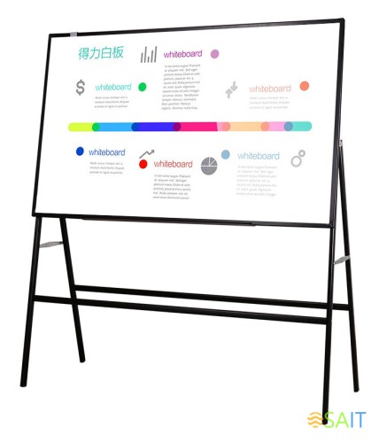 Доска магнитно-маркерная Deli 8785 лак белый/черный 90x150см алюминиевая рама на подставке с аксессуарами