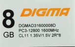 Память DDR3 8GB 1600MHz Digma DGMAD31600008D RTL PC3-12800 CL11 DIMM 240-pin 1.35В dual rank Ret