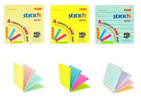 Блок самоклеящийся бумажный Stick`n Magic 21571 76x76мм 100лист. неон 4цв.в упак.