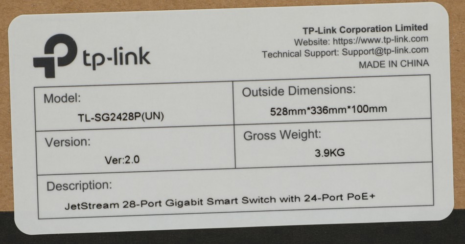 Коммутатор TP-Link SG2428P (L2+) 24x1Гбит/с 4SFP 24PoE+ 250W управляемый