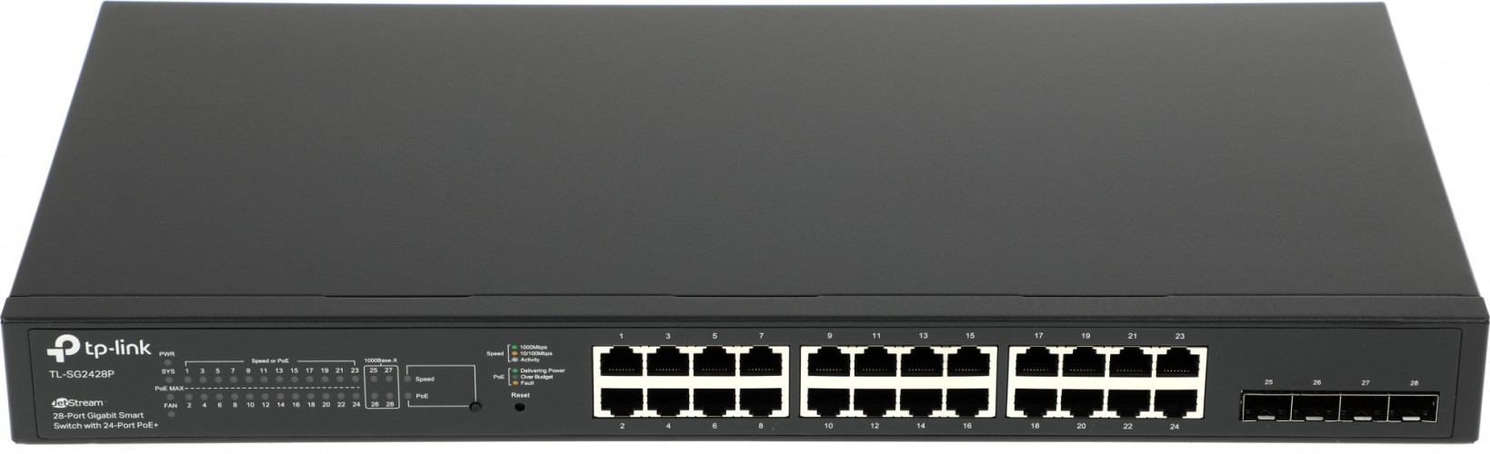 Коммутатор TP-Link SG2428P (L2+) 24x1Гбит/с 4SFP 24PoE+ 250W управляемый