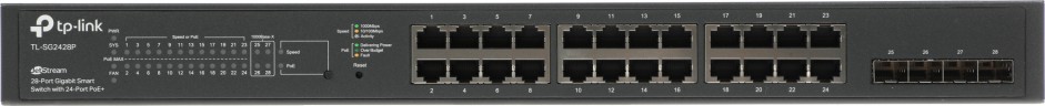 Коммутатор TP-Link SG2428P (L2+) 24x1Гбит/с 4SFP 24PoE+ 250W управляемый
