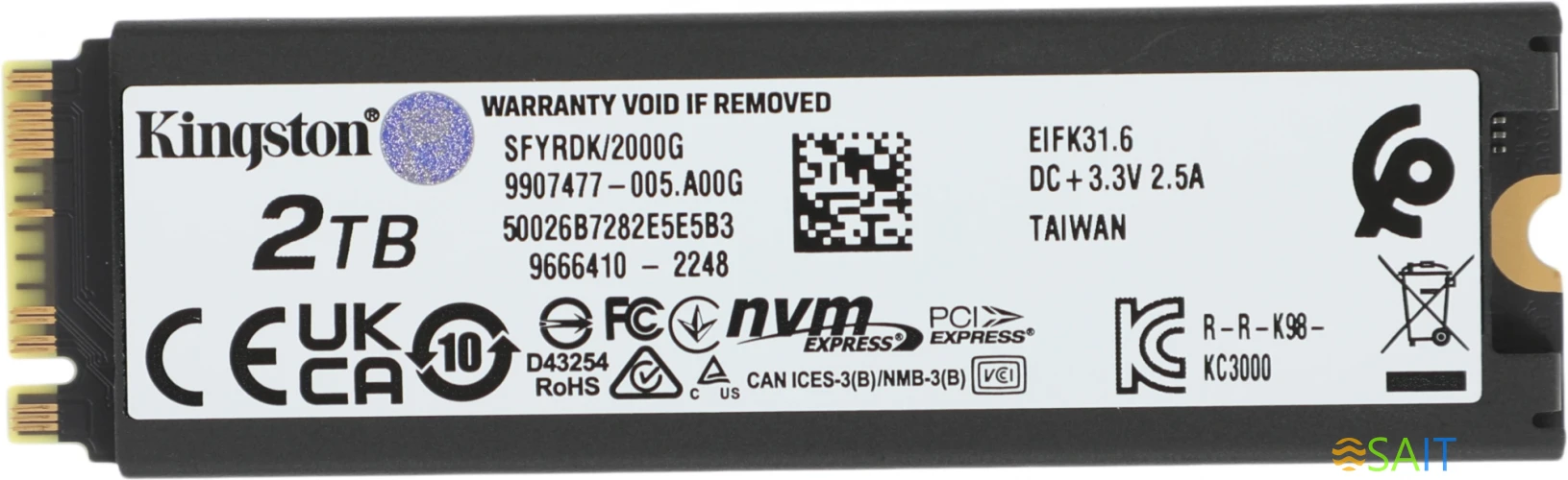 Накопитель SSD Kingston PCIe 4.0 x4 2000GB SFYRDK/2000G Fury Renegade M.2 2280