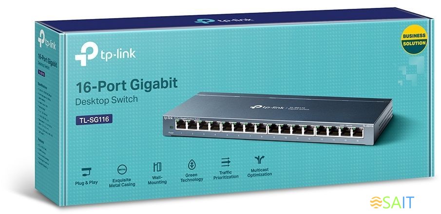 Коммутатор TP-Link TL-SG116 (L2) 16x1Гбит/с неуправляемый