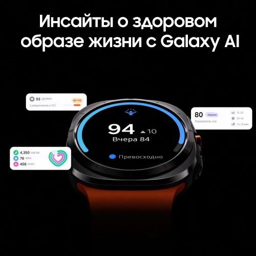 Смарт-часы Samsung Galaxy Watch Ultra LTE 47мм 1.5" AMOLED корп.серый рем.черный (SM-L705FZTACAU)