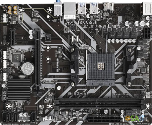 Материнская плата Gigabyte B450M K Soc-AM4 AMD B450 2xDDR4 mATX AC`97 8ch(7.1) GbLAN RAID+HDMI