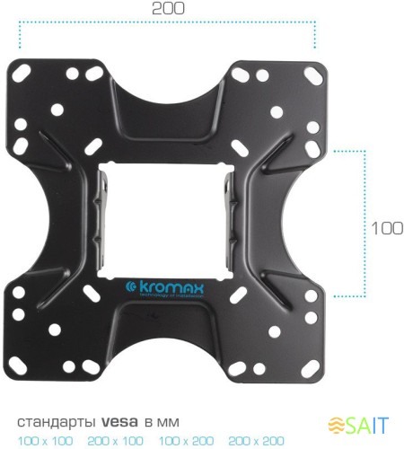 Кронштейн для телевизора Kromax OPTIMA-214 черный 20"-43" макс.30кг настенный поворотно-выдвижной и наклонный
