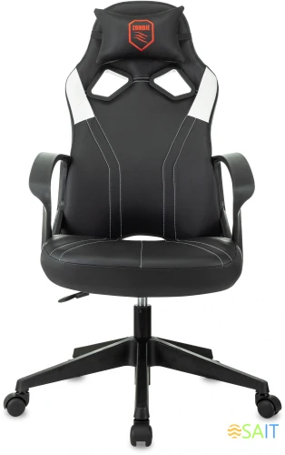 Кресло игровое Zombie 50 черный/белый эко.кожа крестов. пластик