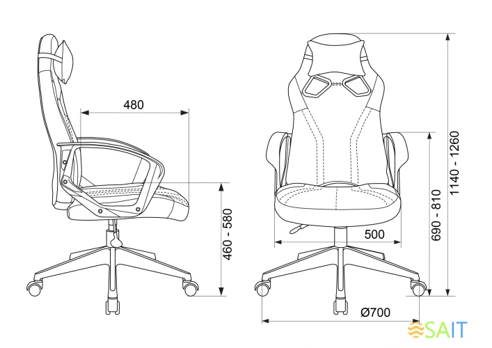 Кресло игровое Zombie 50 черный/белый эко.кожа крестов. пластик