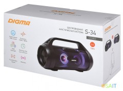 Колонка порт. Digma S-34 черный 25W 1.0 BT/USB 3000mAh (SP3425B)