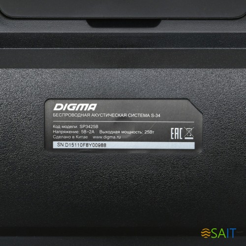 Колонка порт. Digma S-34 черный 25W 1.0 BT/USB 3000mAh (SP3425B)