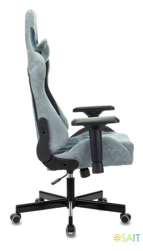 Кресло игровое Zombie VIKING 7 KNIGHT Fabric голубой ткань/эко.кожа с подголов. крестов. металл