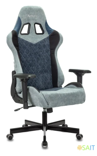 Кресло игровое Zombie VIKING 7 KNIGHT Fabric голубой ткань/эко.кожа с подголов. крестов. металл