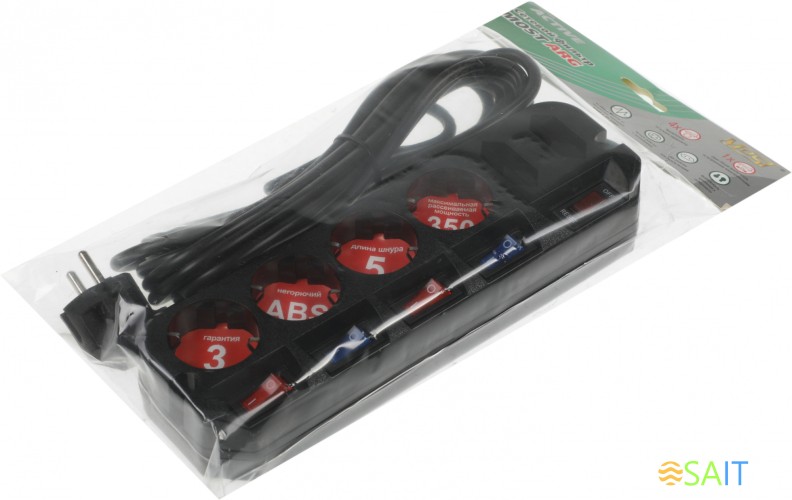 Сетевой фильтр Most ARG 5м (6 розеток) черный (коробка)