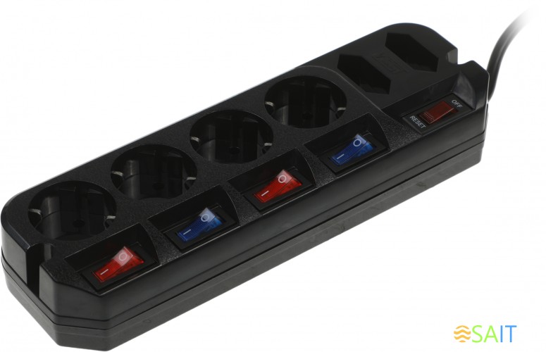 Сетевой фильтр Most ARG 5м (6 розеток) черный (коробка)