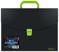 Портфель Бюрократ Black Opal BLPP01LETT 1 отдел. A4 пластик 0.7мм черный/салатовый