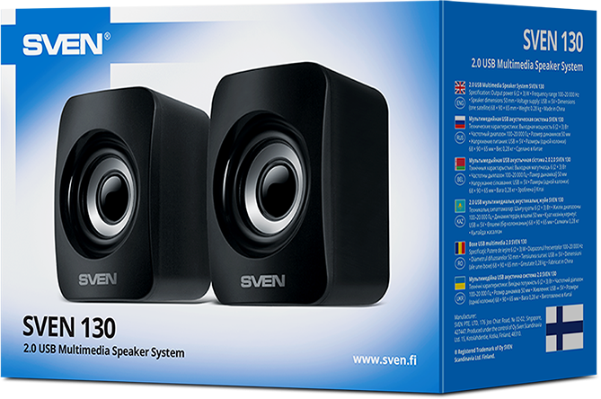 SVEN 130, чёрный, USB, акустическая система 2.0,  мощность 2x3 Вт(RMS) Sven 130