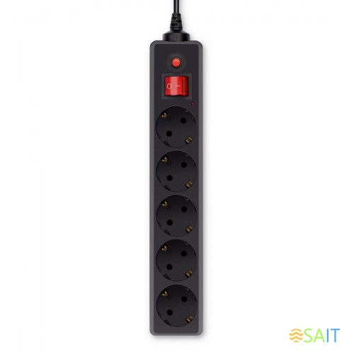 Сетевой фильтр Buro 500SH-5-B 5м (5 розеток) черный (коробка)