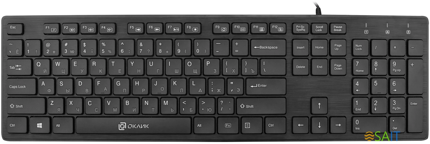 Клавиатура Оклик 520M2U черный/черный USB slim Multimedia