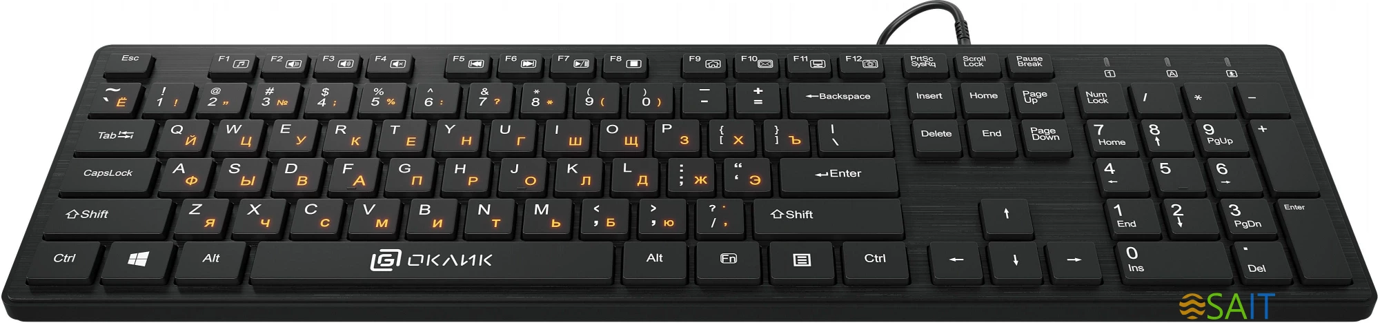 Клавиатура Оклик 520M2U черный/черный USB slim Multimedia