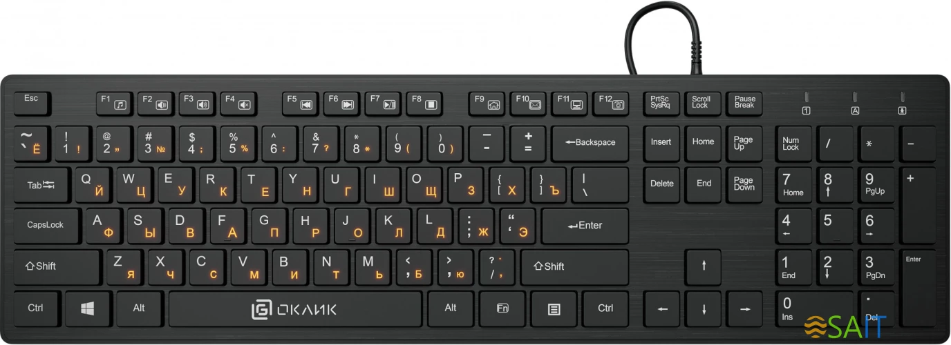 Клавиатура Оклик 520M2U черный/черный USB slim Multimedia