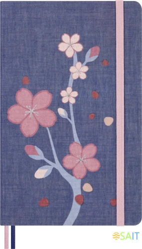 Блокнот Moleskine LIMITED EDITION SAKURA LESU08QP062BOX 130х210мм обложка текстиль 176стр. нелинованный подар.кор. синий 2025