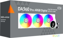 Система водяного охлаждения PcCooler DA360 Pro Digital WH ARGB Soc-AM5/AM4/1200/1700/1851 белый 4-pin Al LCD 300W Ret (DA360PRO-WHAWXL-GL)