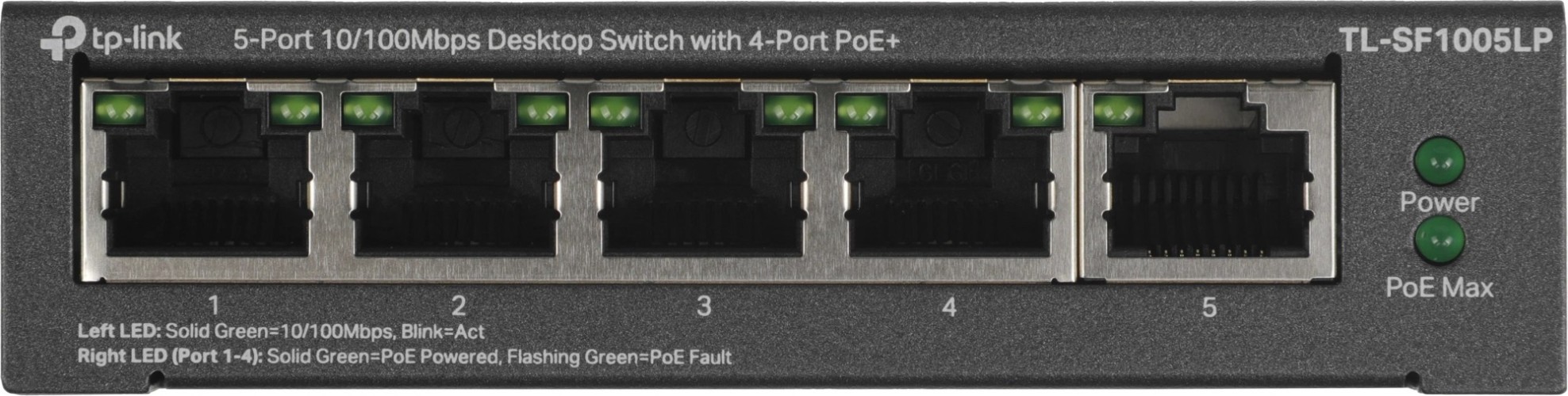 Коммутатор TP-Link TL-SF1005LP (L2) 5x100Мбит/с 4PoE 41W неуправляемый