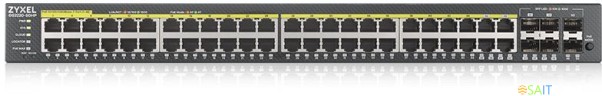 Коммутатор Zyxel GS2220-50HP-EU0101F (L2) 44x1Гбит/с 4xКомбо(1000BASE-T/SFP) 2SFP 48PoE+ 375W управляемый