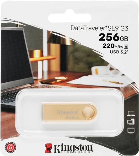 Флеш Диск Kingston 256GB DataTraveler SE9 DTSE9G3/256GB USB3.2 золотистый