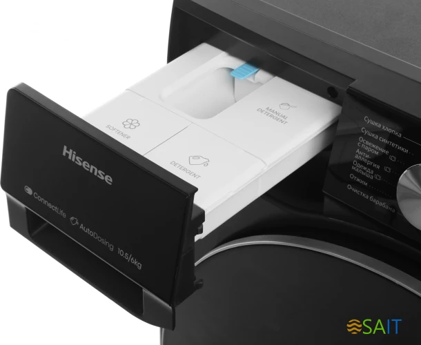 Стиральная машина Hisense WD5S1045BB пан.англ. класс: A загр.фронтальная макс.:10.5кг (с сушкой) черный инвертор