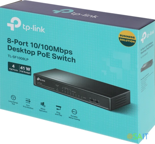 Коммутатор TP-Link TL-SF1008LP (L2) 8x100Мбит/с 4PoE 41W неуправляемый