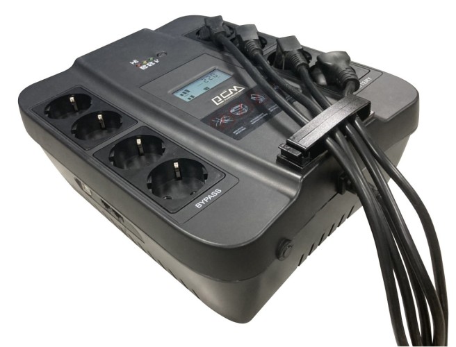 ИБП SPD-750U LCD, линейно-интерактивный, цифровой дисплей, 750 ВA, 450 Вт, 4 евророзетки с резервным питанием, 4 евророзетки с фильтрацией, USB, защита RJ45/RJ11, батарея свинцово-кислотная 12В 9Ач, ШхГхВ 285х232х103мм, 7.4 кг Powercom SPD-750U LCD USB