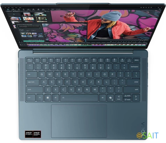 Ноутбук Lenovo Yoga Slim7 14AKP10 Ryzen AI 5 340 16Gb SSD1Tb AMD Radeon 840M 14" OLED 2.8K (2880x1800) Windows 11 Home turquoise WiFi BT Cam (83JY0009RK)